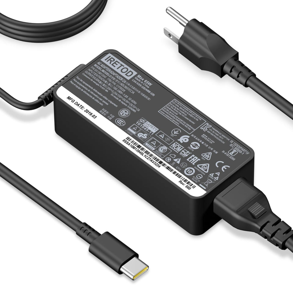 Iretod 65W USB-C charger for Lenovo ThinkPad and Yoga powers your workday on the go