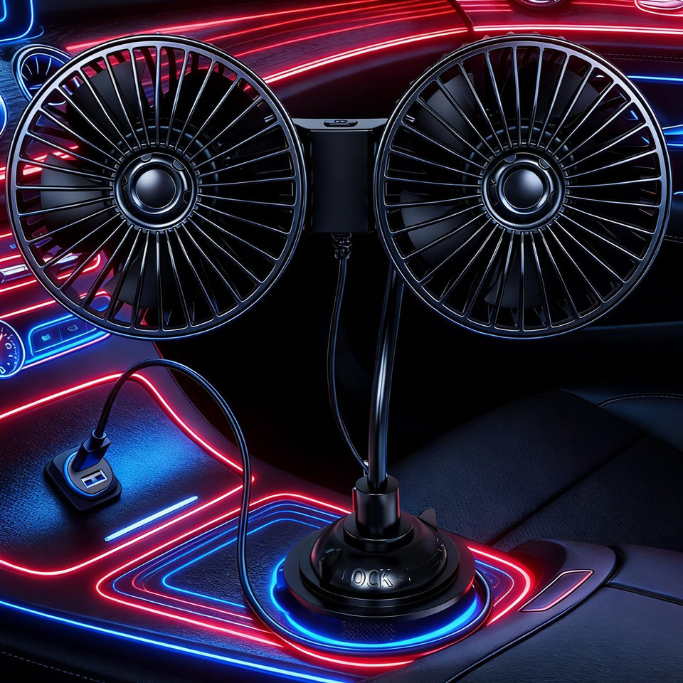 IriQuart front view in cup holder showing secure fit and hands-free cooling