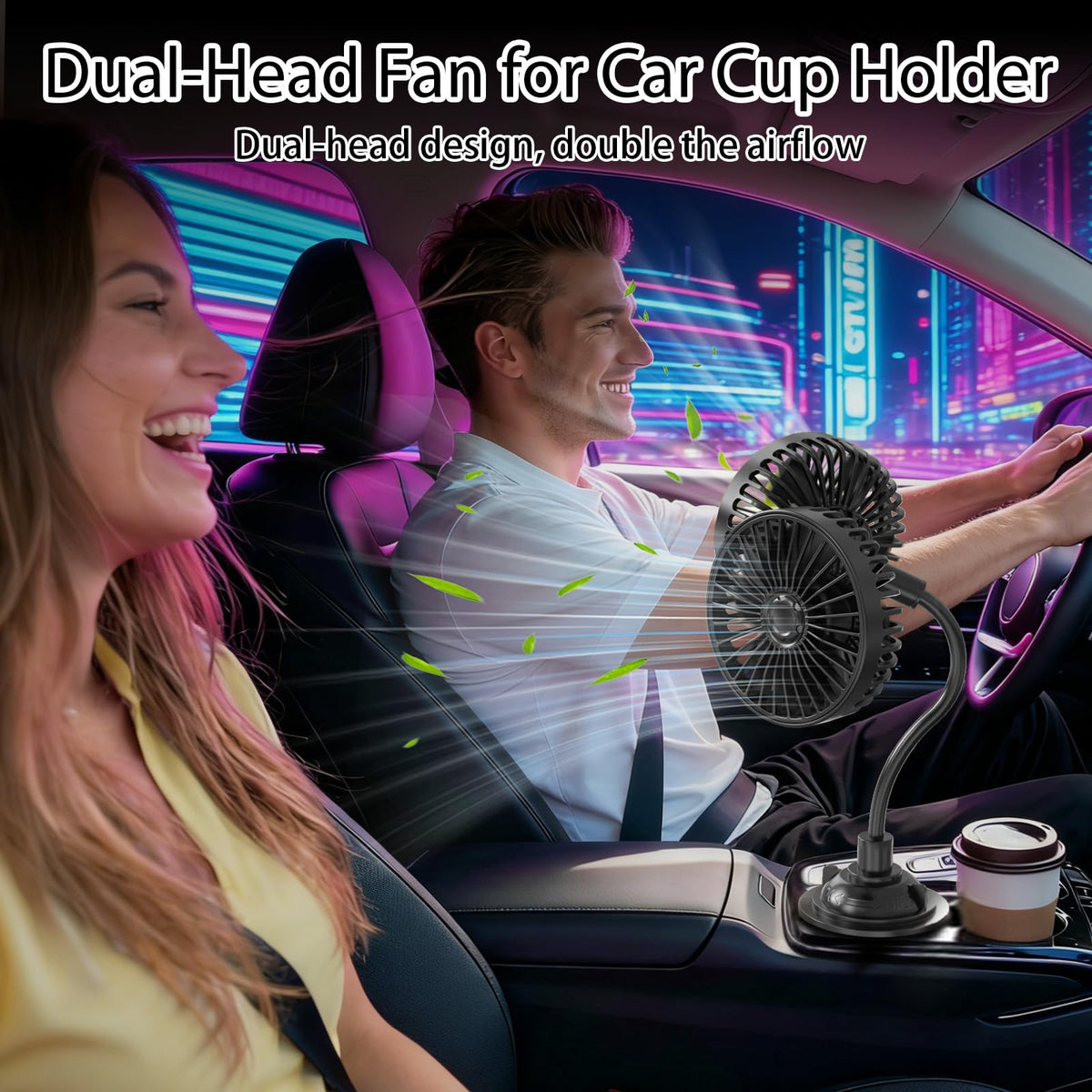 IriQuart installed in truck cup holder offering targeted cooling for driver