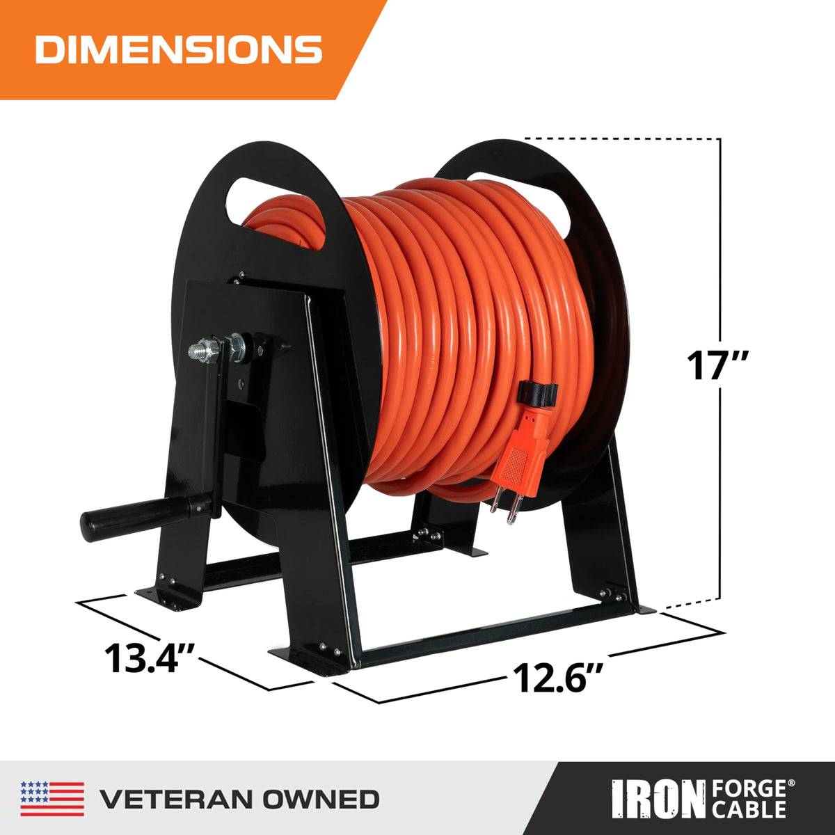 Iron Forge Cable ball-bearing spin enables smooth winding of cords.
