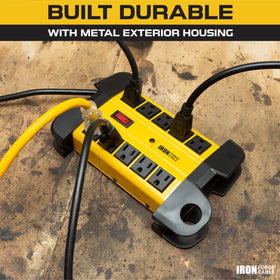 Iron Forge Cable built-in circuit breaker detail for quick reset and overload safety