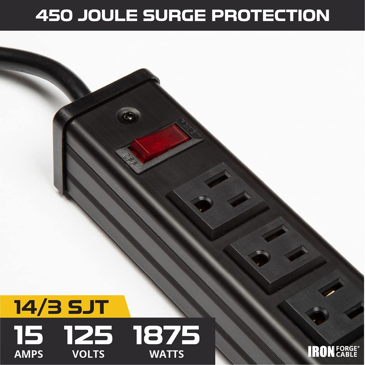 Iron Forge Cable 9 ft 14/3 cord and grounded plug detail for reliable grounding benefit