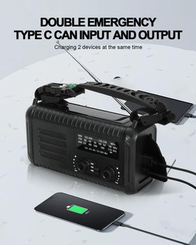 iRonsnow Condor hand crank being turned to recharge battery off-grid