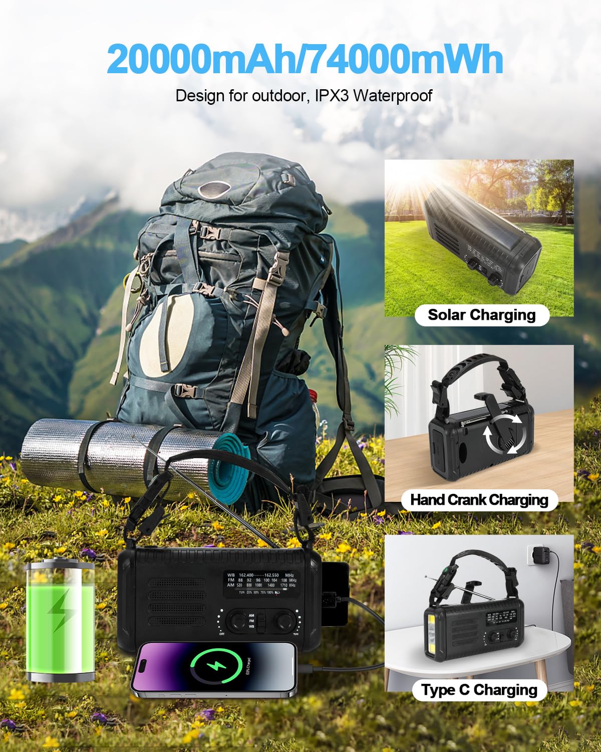 iRonsnow Condor handle tools including compass cutter whistle and fire starter