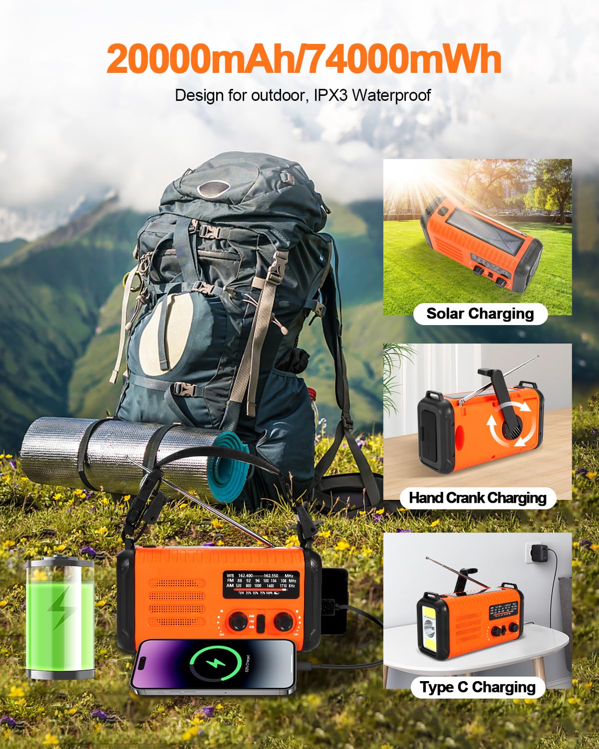 iRonsnow Condor handle tools close-up showing compass and fire starter, multi-use preparedness