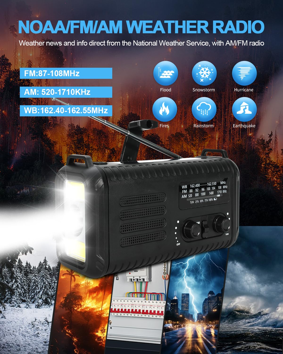iRonsnow Condor tuned to NOAA station with clear display and easy controls