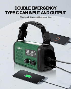 iRonsnow Condor 1 hand crank close-up for emergency mechanical charging