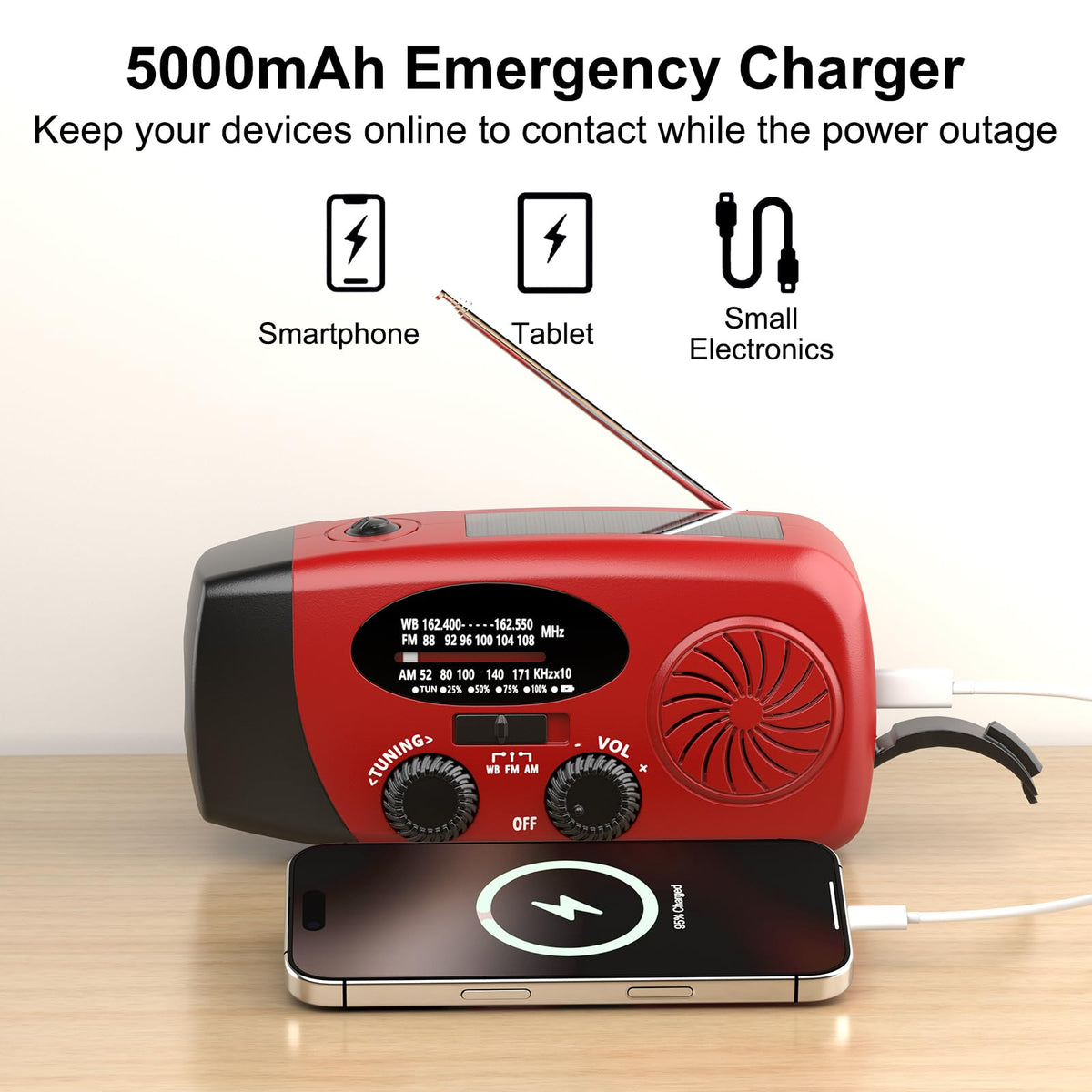 iRonsnow hand crank being turned to generate emergency power off-grid