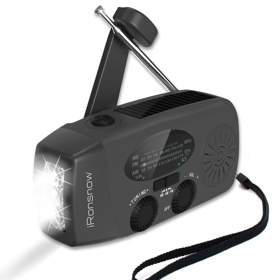iRonsnow IS-088 emergency radio front view for outdoor reliability during storms