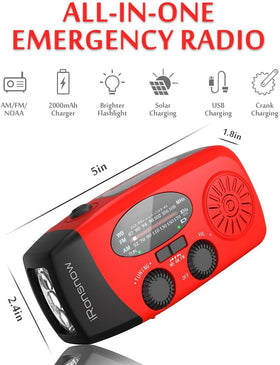 iRonsnow compact solar emergency radio with built-in NOAA weather alerts