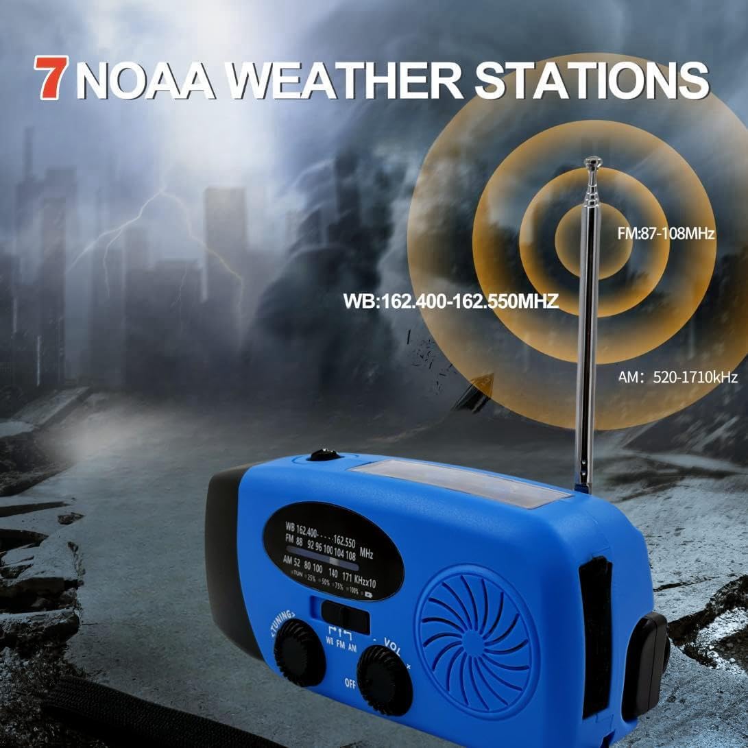 iRonsnow solar emergency radio compact size fits packs and travel bags.