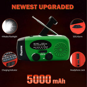 iRonsnow solar emergency radio crank-action demonstrates independent power on hikes
