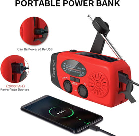 iRonsnow radio crank handle in use, demonstrating manual power option