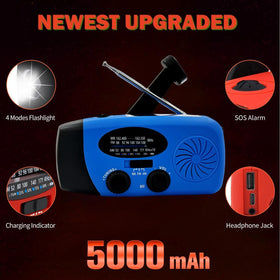 iRonsnow solar emergency radio dynamo crank focus for manual charging in outdoor scenarios.