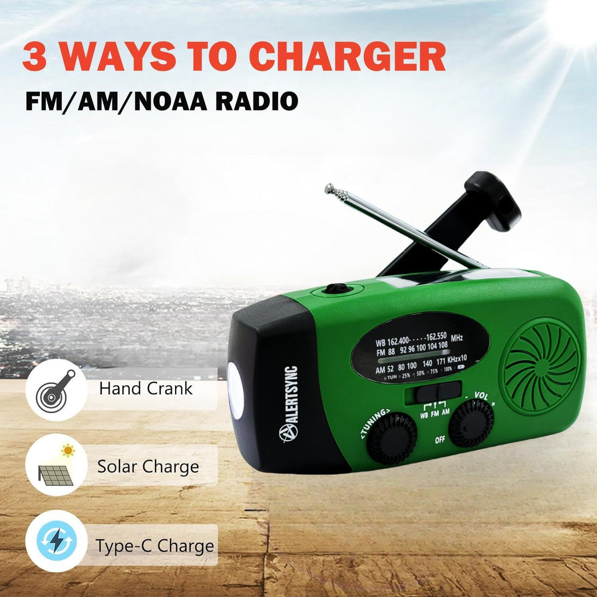 iRonsnow solar emergency radio NOAA forecast view provides weather updates