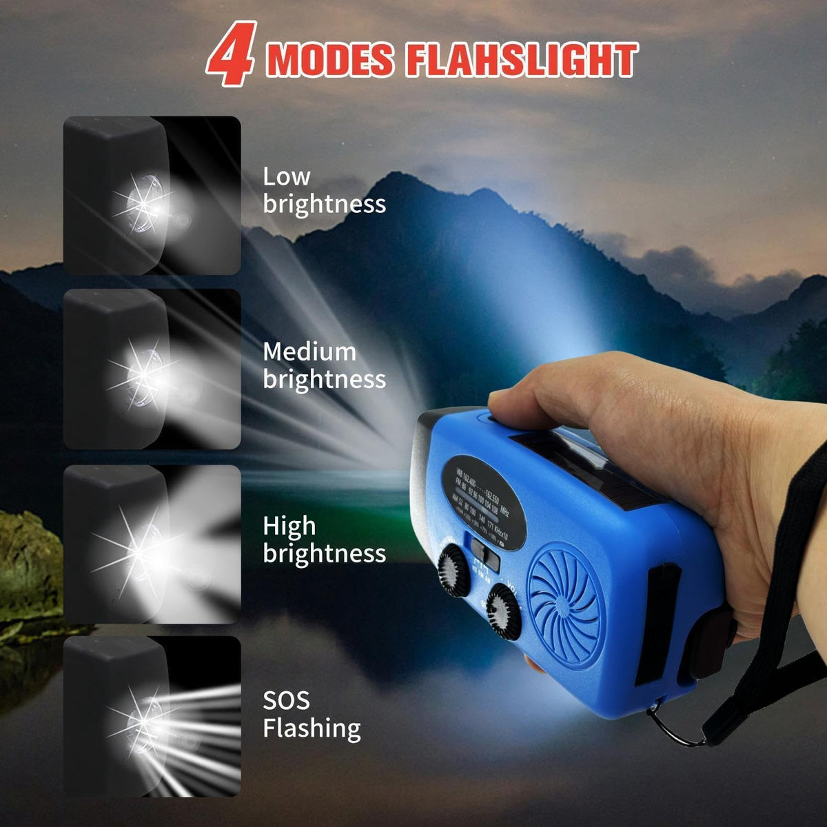 iRonsnow solar emergency radio NOAA weather display for critical forecasts during storms.