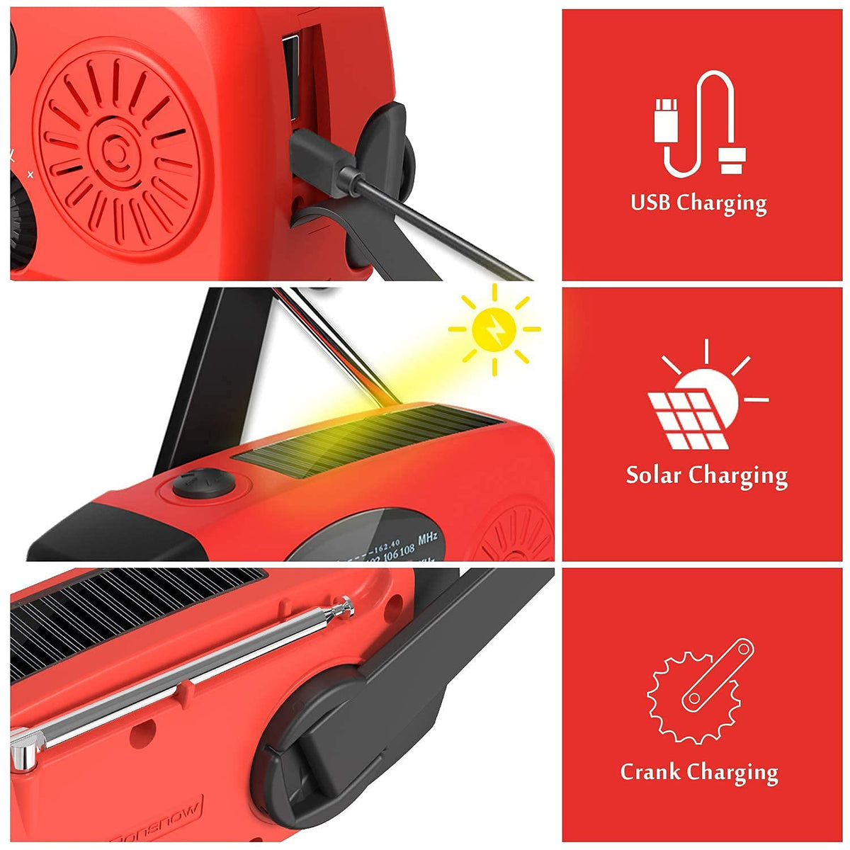 iRonsnow package contents: radio, USB-C cable, manual, warranty