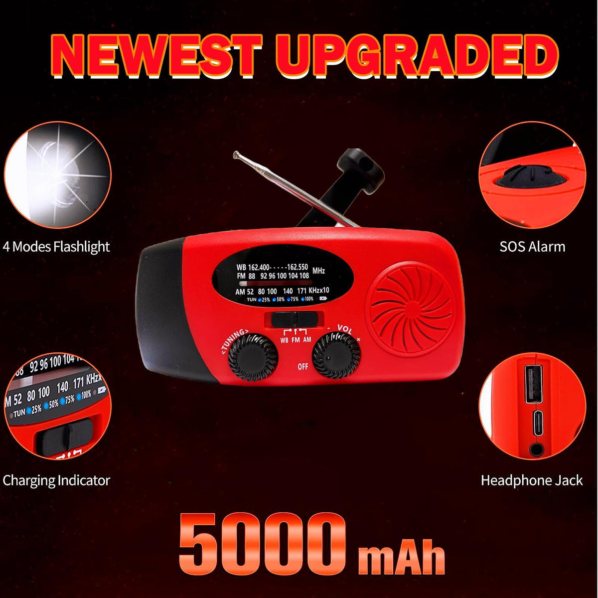ironsnow solar emergency radio USB charging port keeps devices powered