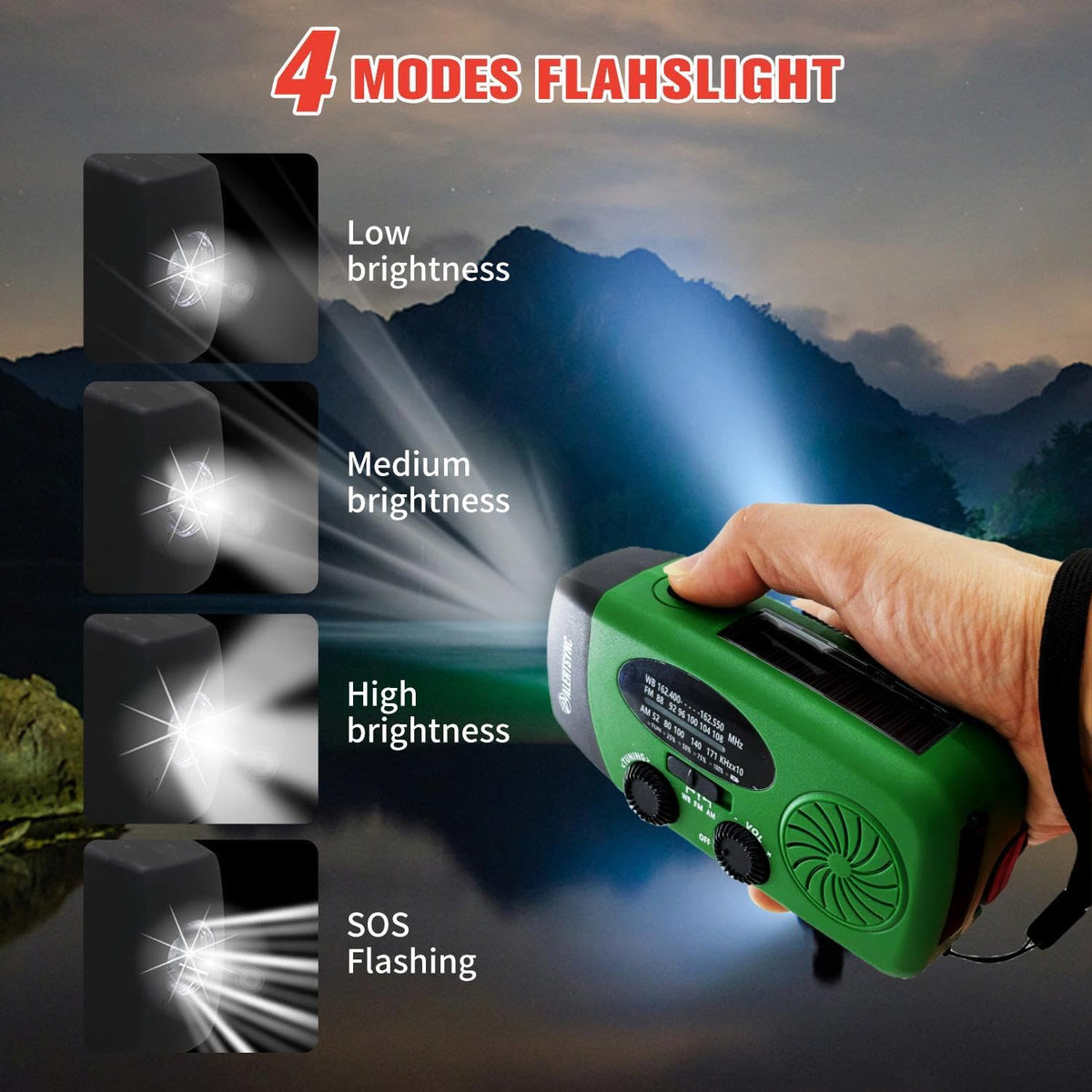 iRonsnow solar emergency radio USB Type-C charging supports quick phone top-ups