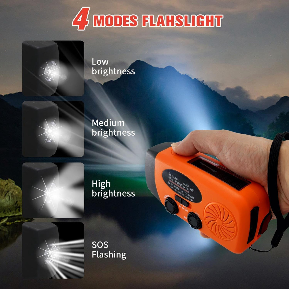 iRonsnow SOS LED flashlight signals for emergencies in the wilderness.