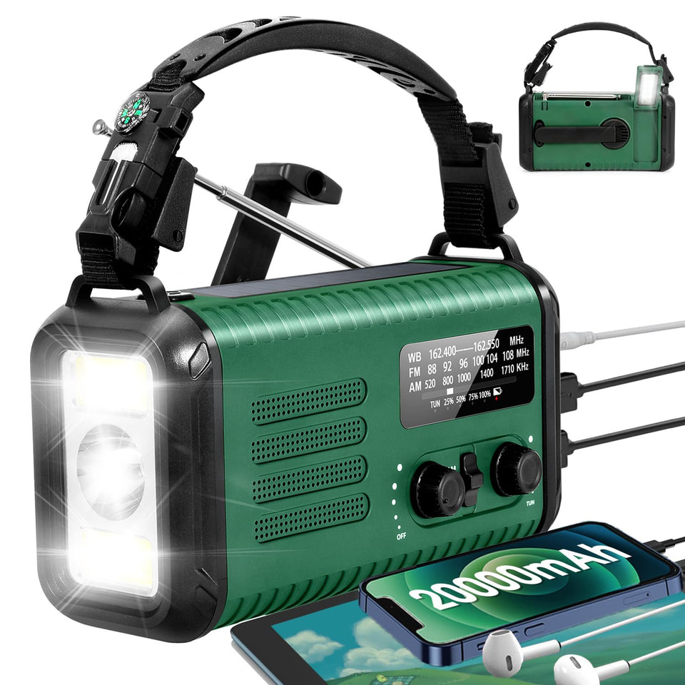 iRonthunder emergency hand crank radio, sturdy handle for quick power during storms