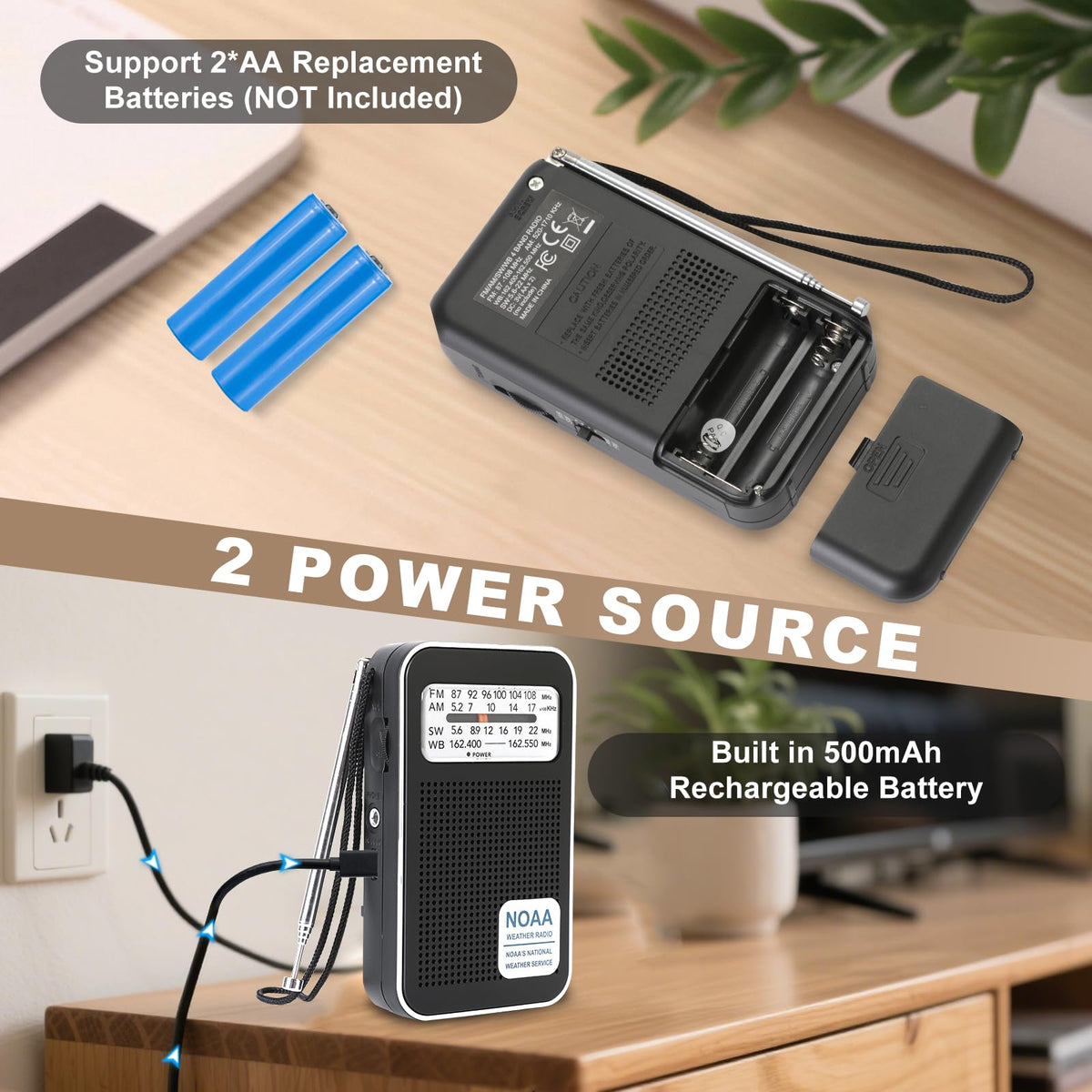 iRonthunder pocket sized radio top view emphasizes compact travel-ready form