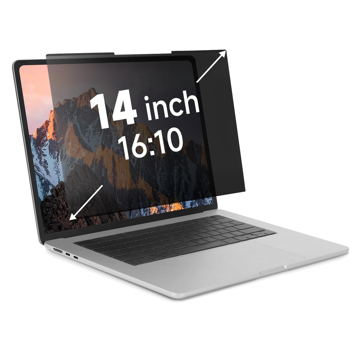 IRUYO FL front view of 14-inch privacy screen showing clear central display benefit