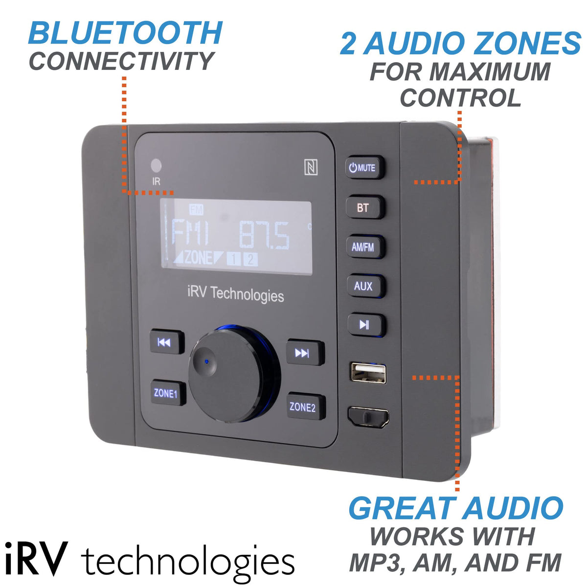 iRV Technologies iRV36 HDMI in/out supports versatile video connections for RV trips.