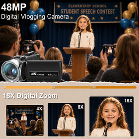 ISHARE 4K camcorder with external microphone showing crisp audio setup for interviews and vlogs