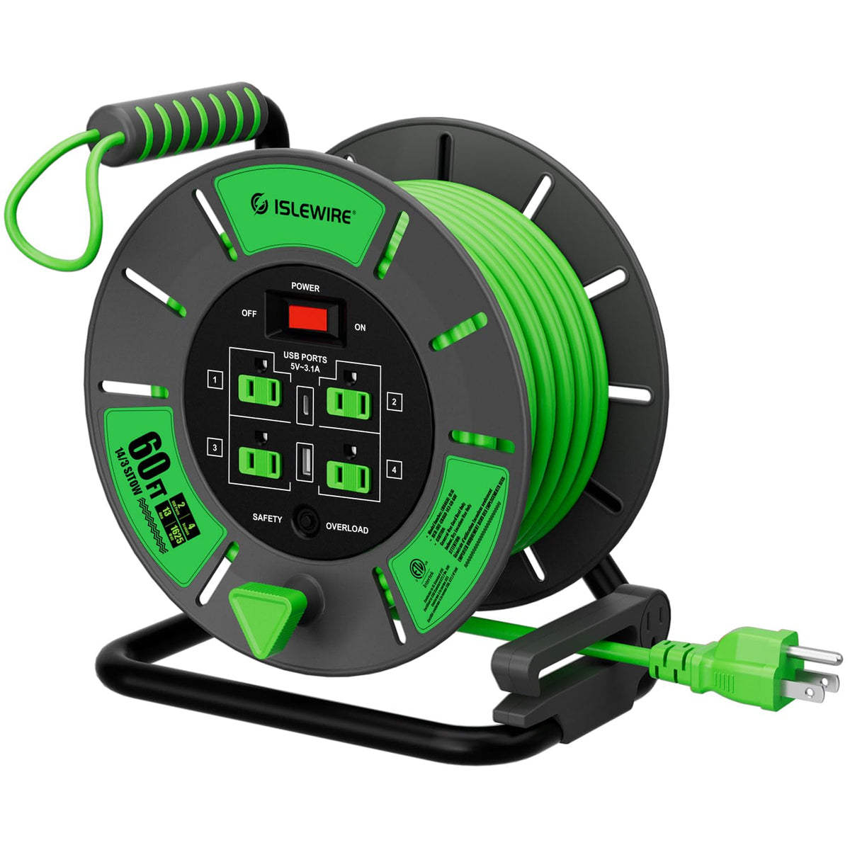Islewire 60ft retractable reel in action showing long reach and convenience