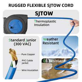 islewire cable texture and grounded plug emphasizing durable weather resistance