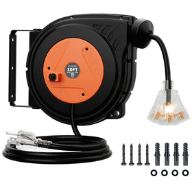islewire front view of reel showing compact housing and orange finish for organized power