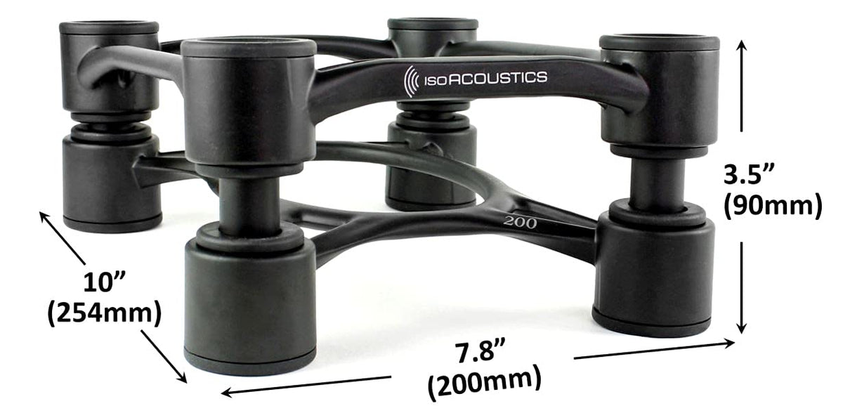 IsoAcoustics Aperta200 black-finish blends with room aesthetics.