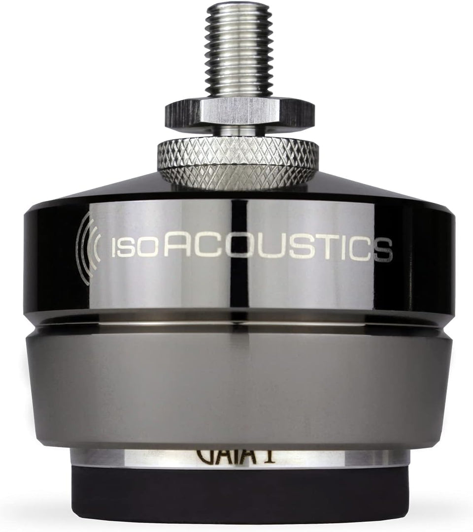 IsoAcoustics Gaia I isolation foot front view showing stability and imaging.