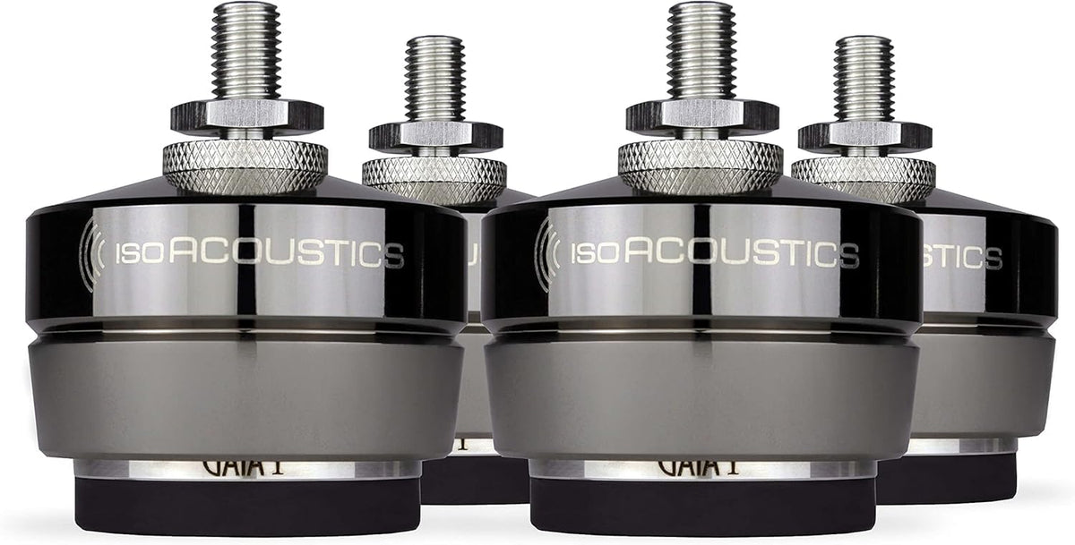 IsoAcoustics Gaia I isolation feet top view shows compact, sturdy design for cleaner sound.