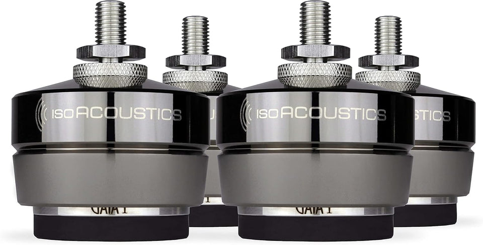 IsoAcoustics Gaia I isolation feet top view shows compact, sturdy design for cleaner sound.