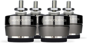 IsoAcoustics Gaia II isolation feet stabilizing speakers.