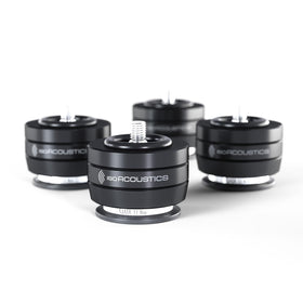 IsoAcoustics Gaia II Neo isolation feet for speakers in black improve stability and clarity.