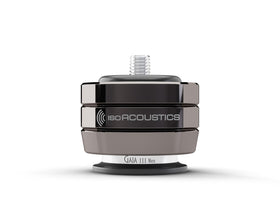 Side view of Gaia III Neo dark chrome foot showing pivoting base for stable contact on uneven floors.