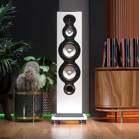 Dark chrome Gaia III Neo finish complements modern hi-fi setups.