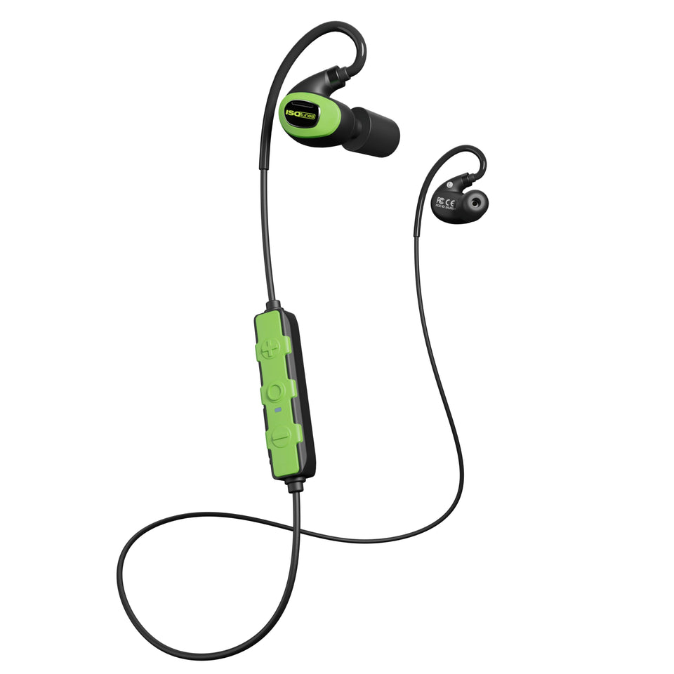 ISOtunes PRO 3.0 earbuds in case, portable for job-site listening protection.