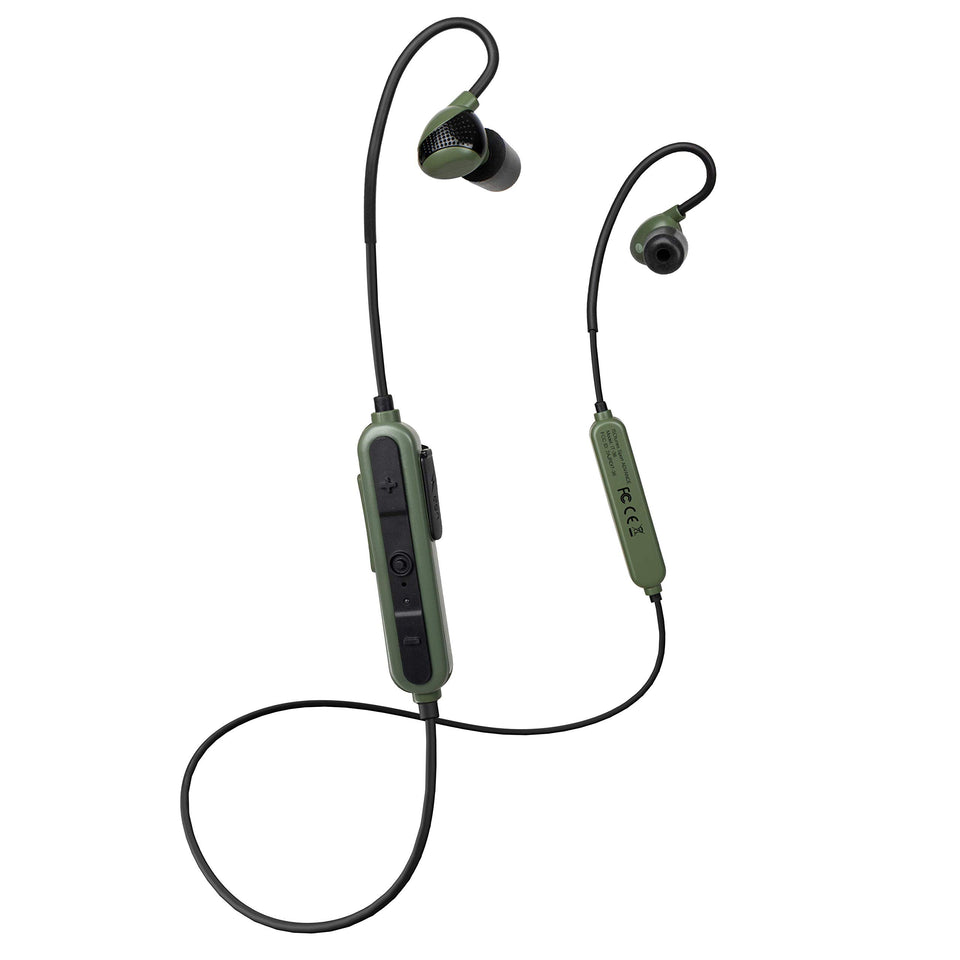 ISOtunes Sport Advance BT earbuds worn for range protection and situational awareness.