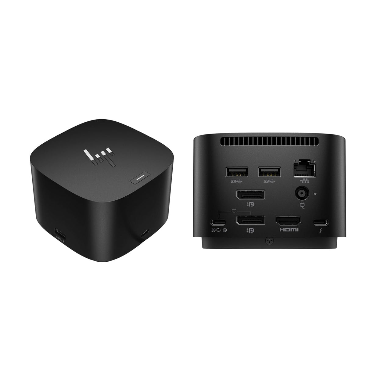 HP Thunderbolt 4 Dock 120W G4 front view showing multiple ports for laptops