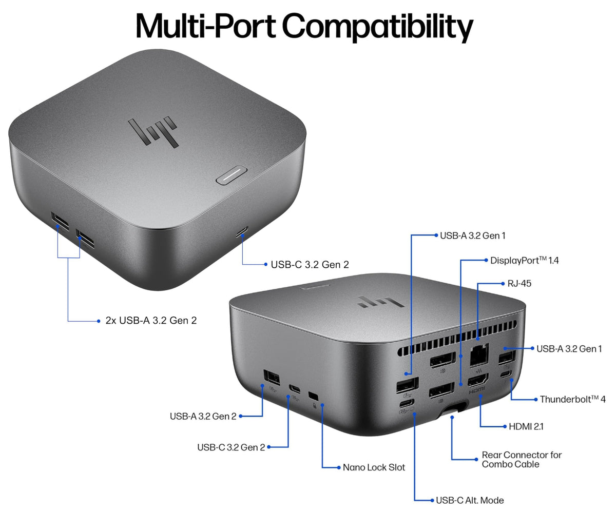 HP Thunderbolt 4 Ultra 280W Dock security clip protects in shared spaces