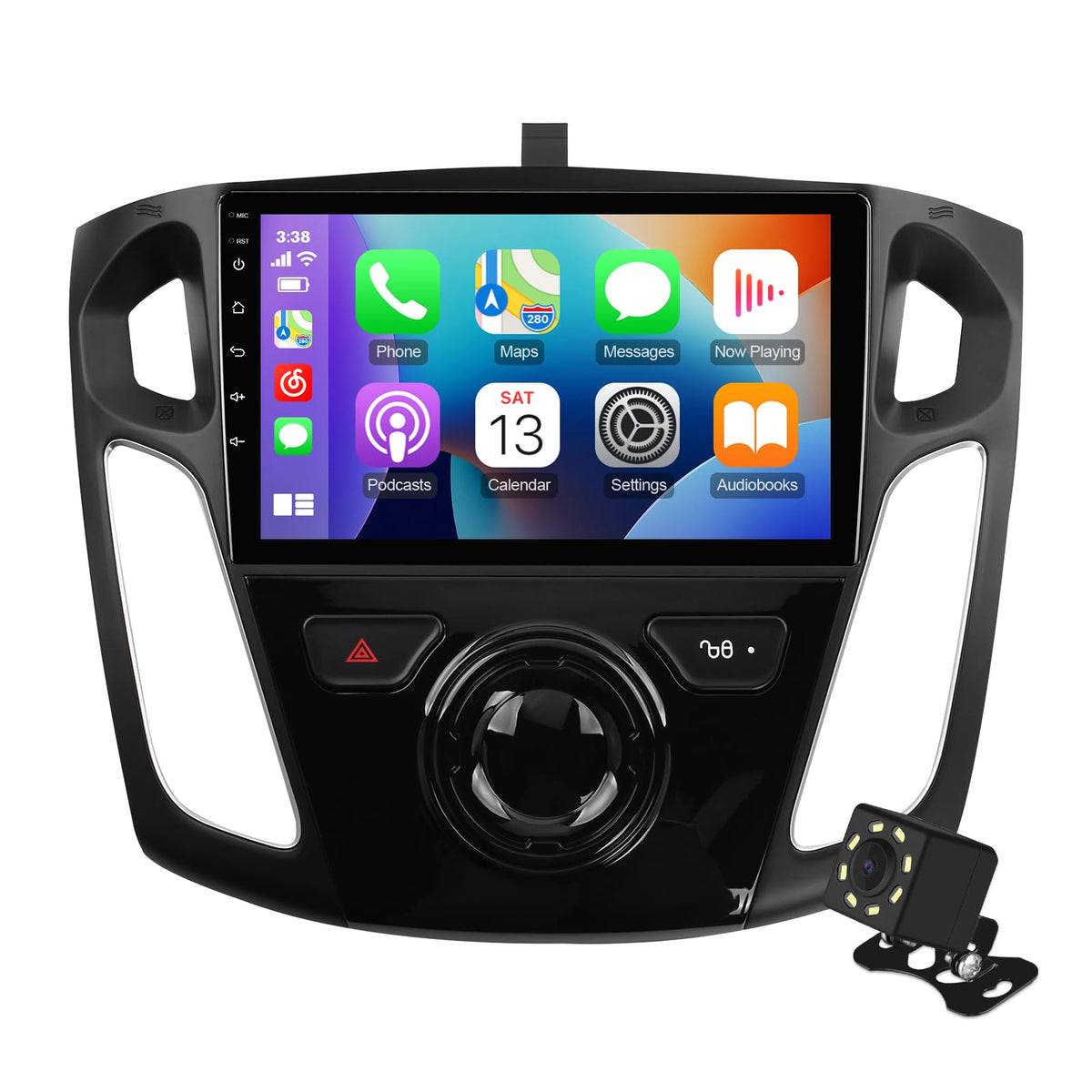 ISUDAR 9-inch IPS touchscreen on Ford Focus dashboard for clear navigation and media