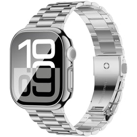 Iiteeology Apple Watch 46mm silver on-wrist view showing secure, adjustable fit.
