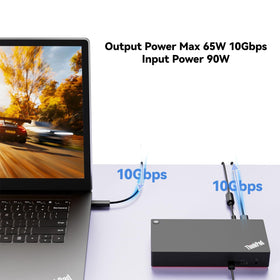 ITSPWR Thinkpad 40AY0090 dock includes HDMI and DP cables for quick setup.