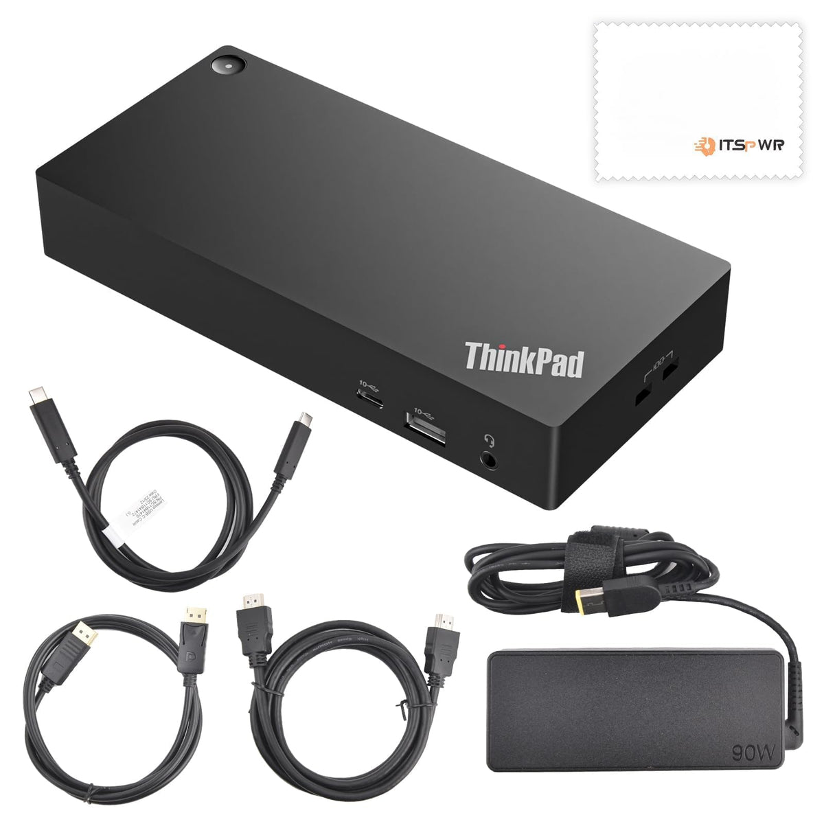 ITSPWR Thinkpad 40AY0090 dock provides gigabit Ethernet and audio jack for reliable connectivity.