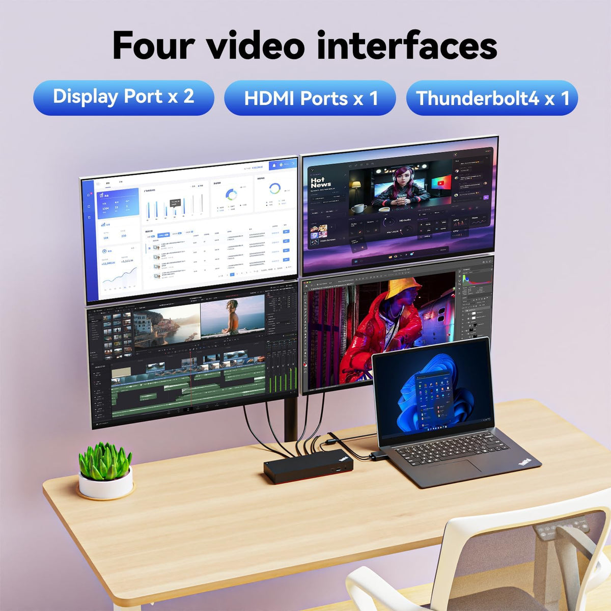 ITSPWR dock includes HDMI 4K and DP cables for high-resolution output bundle