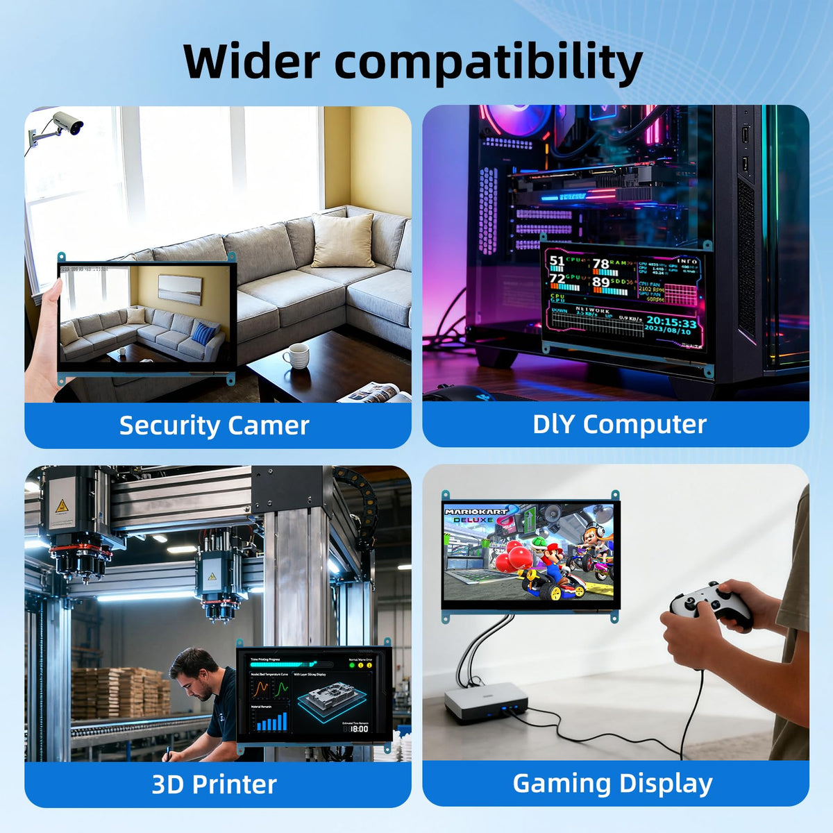 iUoyoMon back ports and label showing HDMI and USB power convenience